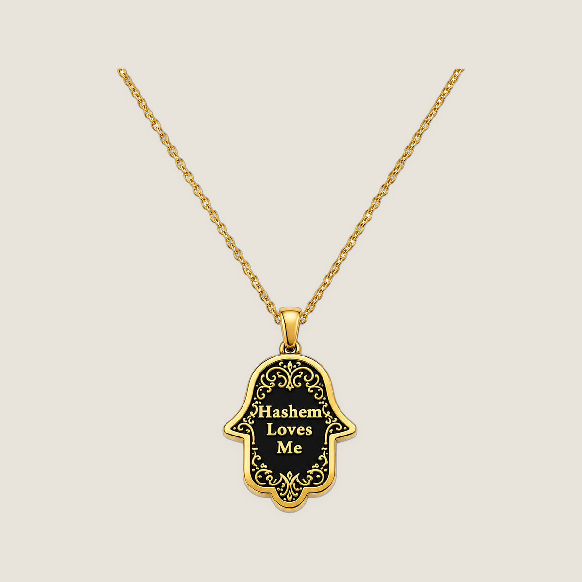 The Hamsa Pendant in Gold Noir — Hashem Loves Me jewelry