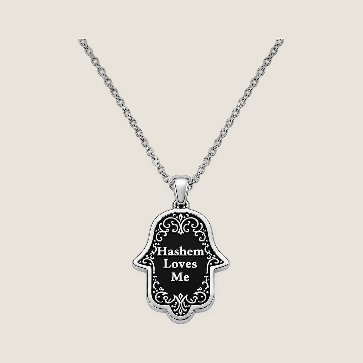 The Hamsa Pendant in Silver Noir — Hashem Loves Me jewelry