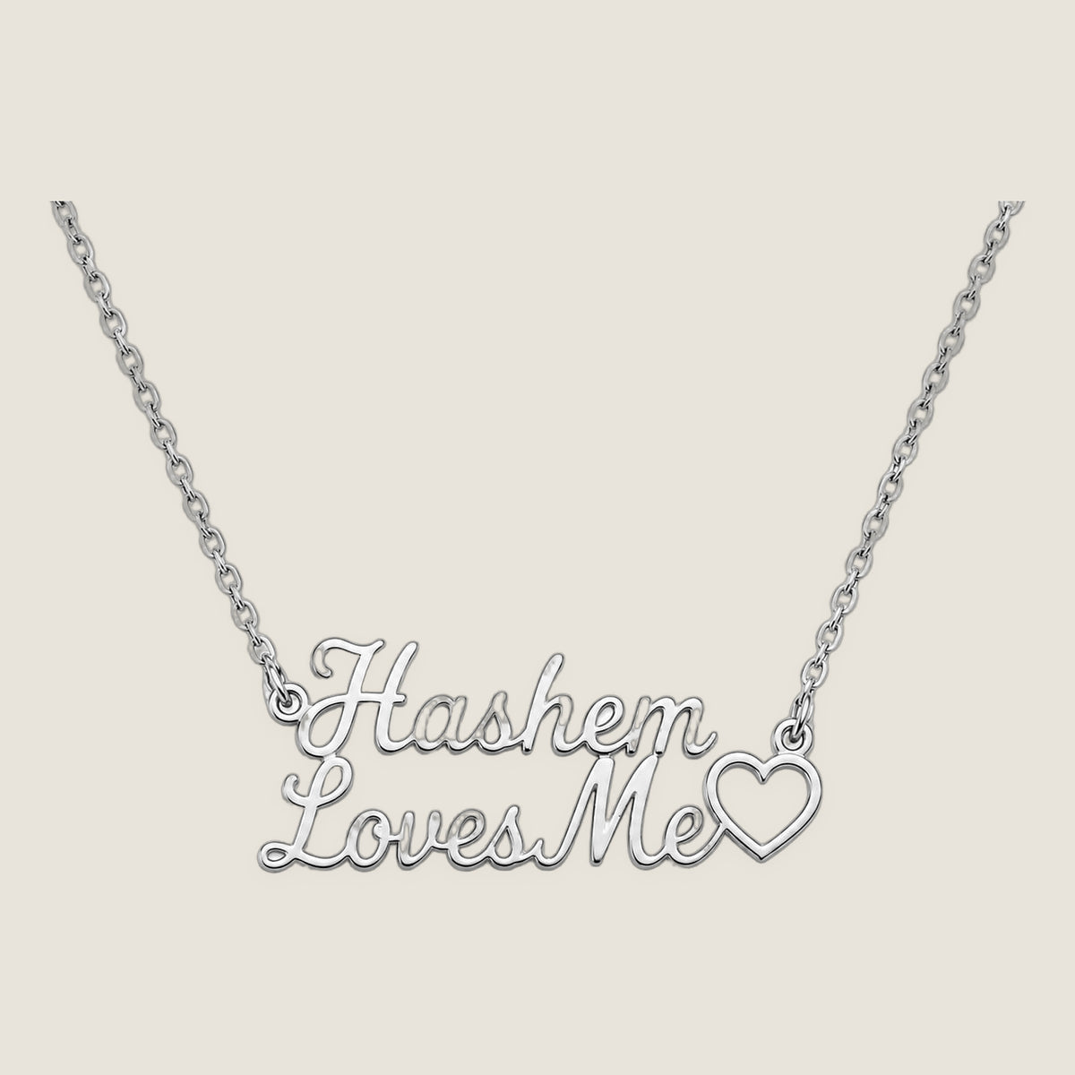 The Script Necklace in Silver — Hashem Loves Me jewelry