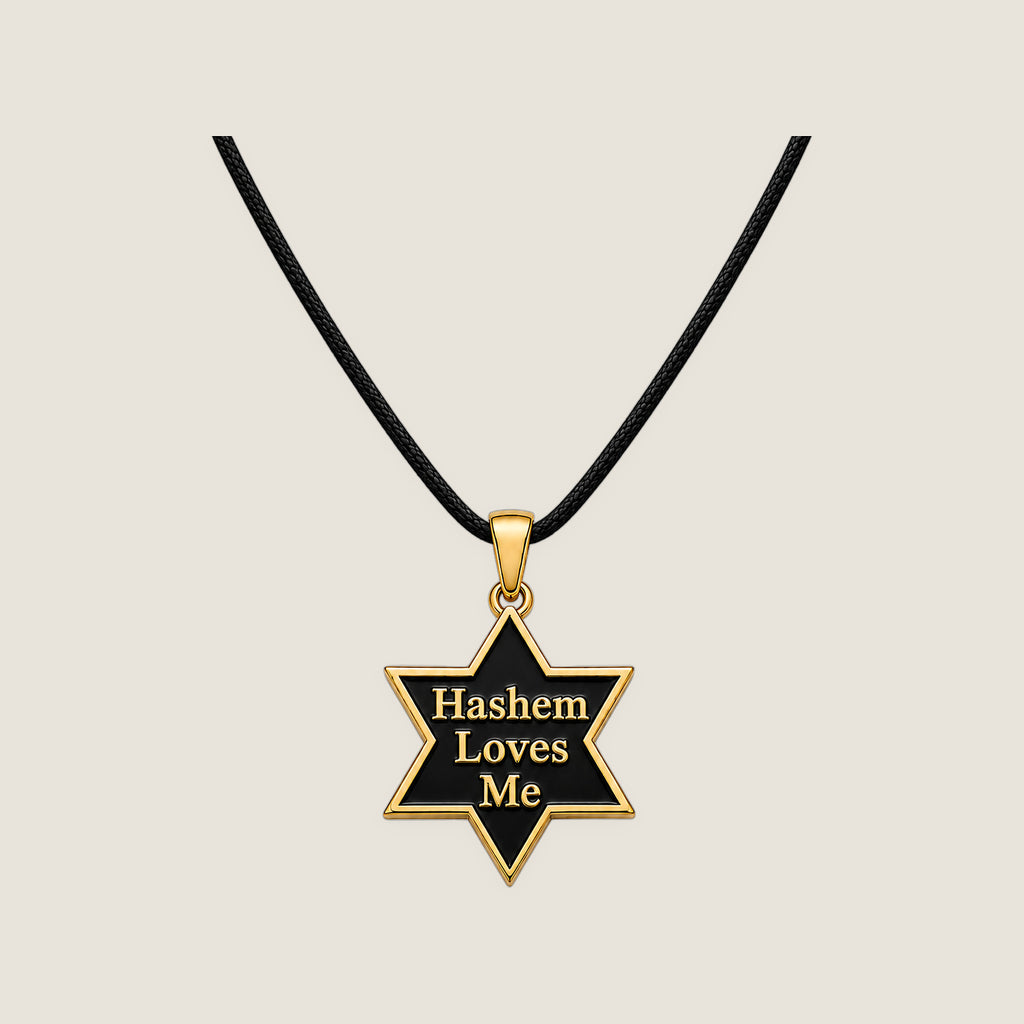 The Star Pendant in Gold Noir on black rope — Hashem Loves Me jewelry