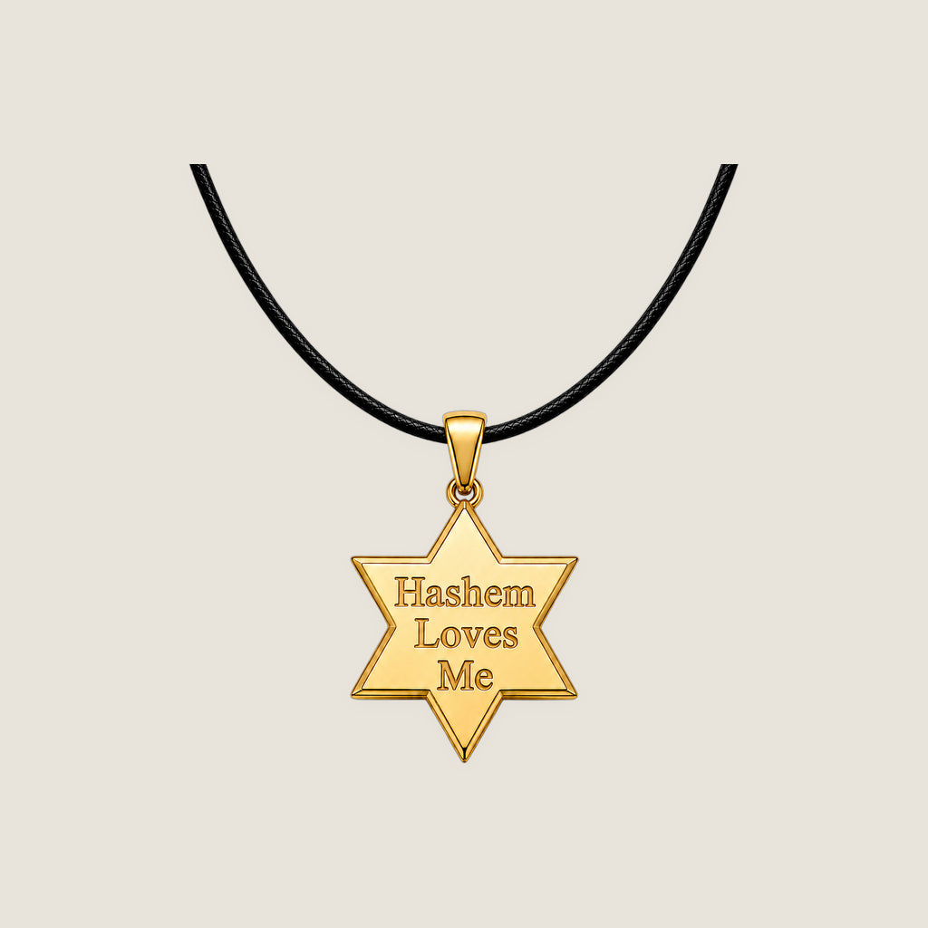 The Star Pendant in Gold on black rope — Hashem Loves Me jewelry