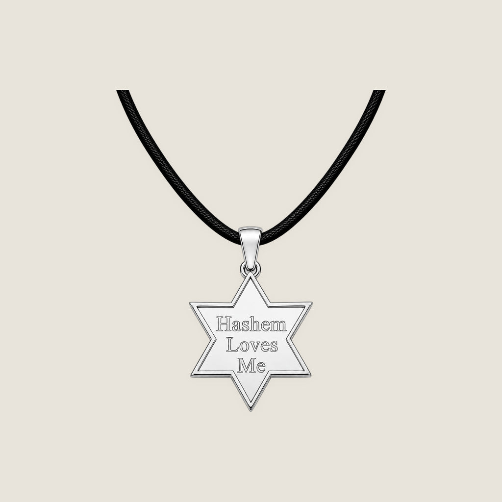 The Star Pendant in Silver on black rope — Hashem Loves Me jewelry