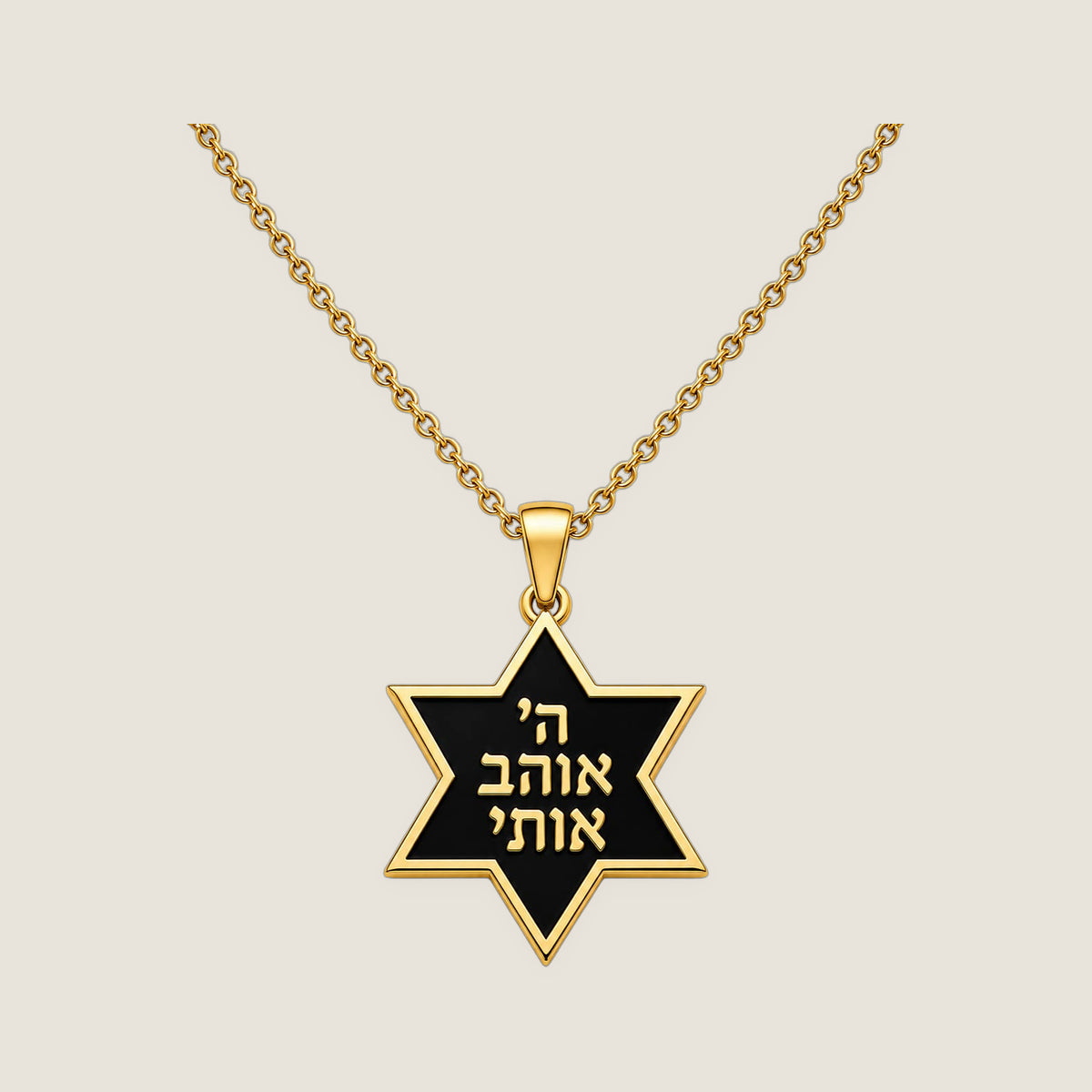 The Star Pendant · Hebrew in Gold Noir — Hashem Loves Me jewelry