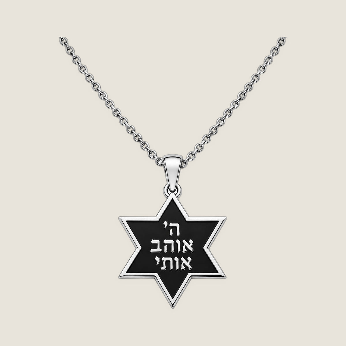 The Star Pendant · Hebrew in Silver Noir — Hashem Loves Me jewelry